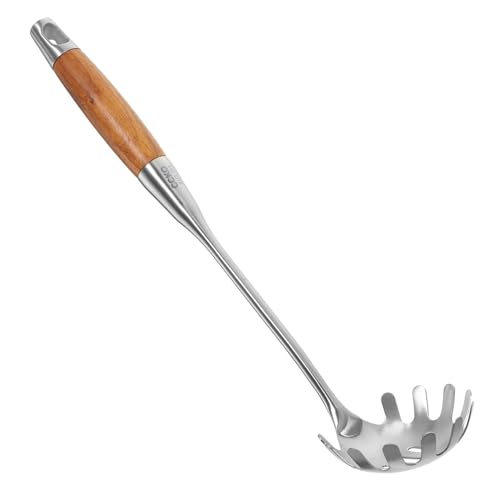 HIAKDOFT Spaghettilöffel mit Abtropflöchern und Gezacktem Rand Multifunktionaler Nudelheber für Küche und Gastronomie Robust und Leicht zum Servieren und Abgießen von Pasta von HIAKDOFT