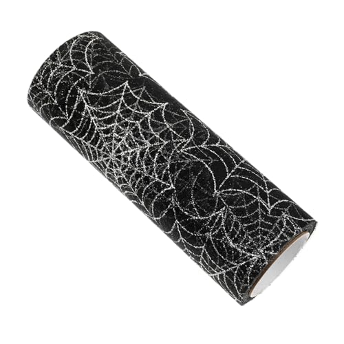 HIAKDOFT Spinnennetz Mesh Halloween Deko Schwarz Silber Glitzernd Vielseitiges Netz für Tür Fenster Geschenkverpackung Basteln und Partydekoration von HIAKDOFT