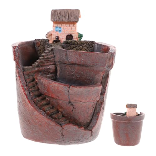 HIAKDOFT Sukkulenten Blumentopf Resin Hängepflanzer mit Abflussloch Kleines Haus Design für Zimmerpflanzen Luftreinigung DIY Garten Dekoration Leichter Kunstharz Pflanztopf für Büro und HIAKDOFT Sukkulenten Blumentopf Resin Hängepflanzer mit Abflussloch Kleines Haus Design für Zimmerpflanzen Luftreinigung DIY Garten Dekoration Leichter Kunstharz Pflanztopf für Büro und von HIAKDOFT