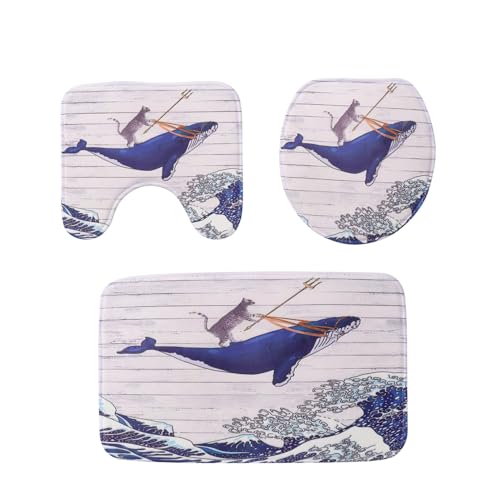 HIAKDOFT Teiliges Badematten Japanisches Design Weiche rutschfeste Badezimmer Teppiche mit Toiletten Waschbare Badvorleger für Dusche und Wc Strapazierfähig und Pflegeleicht von HIAKDOFT