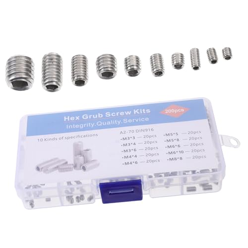 HIAKDOFT Teiliges Innensechskant Madenschrauben Edelstahl Kopflose Gewindestifte für Badarmaturen Robust Platzsparend in Praktischer Sortimentsbox für Reparaturen und DIY projekte von HIAKDOFT