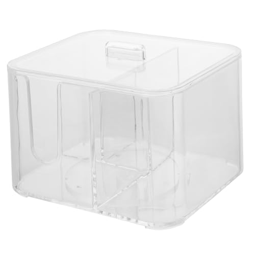 HIAKDOFT Transparente Desktop Kosmetik Aufbewahrungsbox mit Deckel Praktischer Baumwollpad und Wattestäbchen Organizer Kompakt Platzsparend für Badezimmer Schlafzimmer und Schminktisch von HIAKDOFT