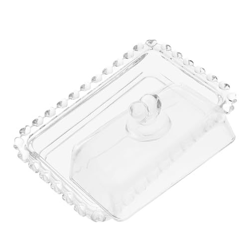 HIAKDOFT Transparente Glass Butterdose mit Deckel Staubgeschützt und Langlebig Große Butterplatte für Haushalt und Restaurant Eleganter Butter und Käsebehälter mit Glatten Kanten von HIAKDOFT