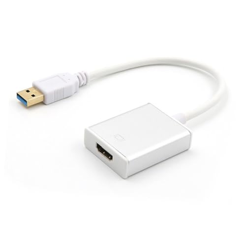 HIAKDOFT USB zu HDTV Adapterkabel Full HD Video Schnittstelle für PC Laptop Projektor Silber USB Display Kabel mit Audioausgabe Kompatibel mit Windows Xp Vista Multi Bildschirm bis von HIAKDOFT