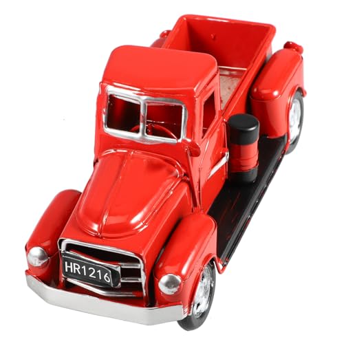 HIAKDOFT Vintage Car Modell aus Kleine Antike Figurine Rustikale Miniatur Autodekoration für Schreibtisch Wohnzimmer Büro Langlebiges Retro Kunsthandwerk in Rot von HIAKDOFT