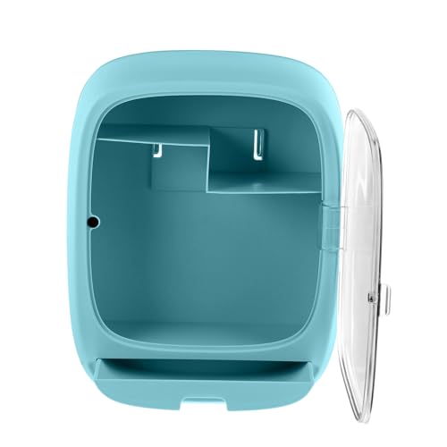 HIAKDOFT Wandmontierter Aufbewahrungsbehälter Blau Wasserdichtes Platzsparendes Badregal Multifunktionaler Hängeregal Organizer für Kosmetik und Badezimmer Starke Tragkraft Teilig von HIAKDOFT