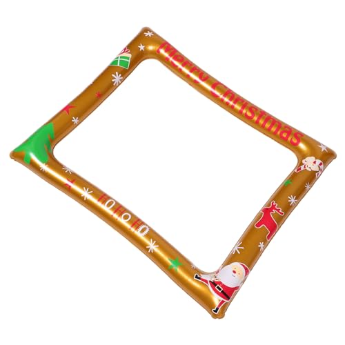 HIAKDOFT Weihnachtlicher Aufblasbarer Fotorahmen Gold Leichte Tragbare Party-Foto-Requisiten Requisite für Party Familienfeier und Team-Events Interaktives Fotospielzeug für Drinnen und von HIAKDOFT