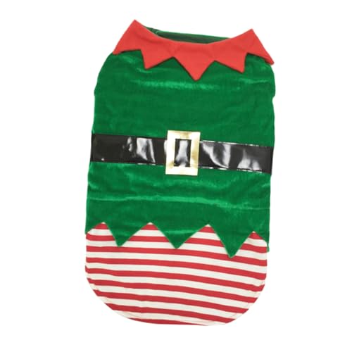 HIAKDOFT Weihnachtliches Hundekostüm Elf Design XL Plüschmaterial Atmungsaktiv und Bequem Leichtes Cosplay Outfit für Kleine bis Mittlere Hunde Festliche Haustierkleidung für Weihnachten von HIAKDOFT