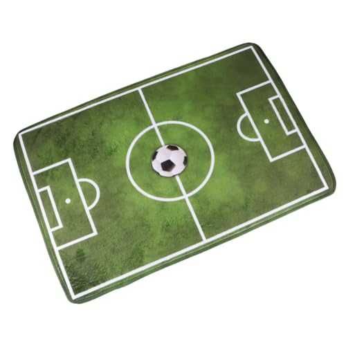 HIAKDOFT rutschfeste Flanell Teppichmatte mit Mini Fußballfeld Design Weicher Schlafzimmer Bodenmatte Strapazierfähiger Wohnzimmer Teppich Druckentlastend und Dekorativ für Zuhause und Bad von HIAKDOFT
