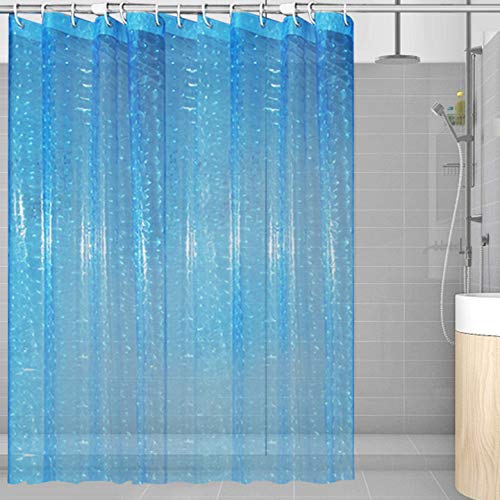 HIAME Duschvorhang Transparent 180x200 180x180 3D Wasserwürfel Shower Curtains Anti Schimmel Badevorhang Wasserdichter Badezimmervorhang PEVA Wasserdicht Badvorhang (Blau, 180 * 180) von HIAME