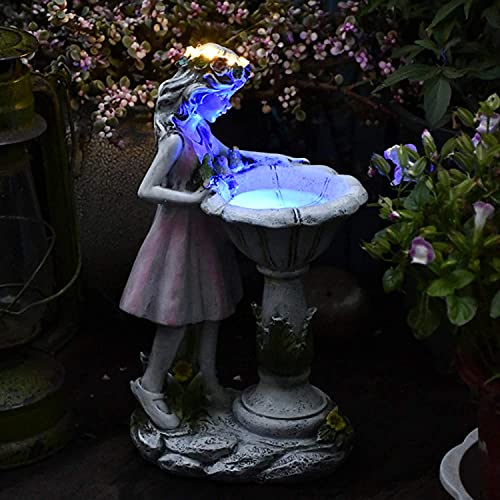 HIAME Gartendeko Figuren für Außen Groß Solarleuchte, Blumenfee Garten Deko Blume Fee Solar Licht Harz Mädchen Outdoor Villa Dekoration Geschenke für Frauen (A) von HIAME