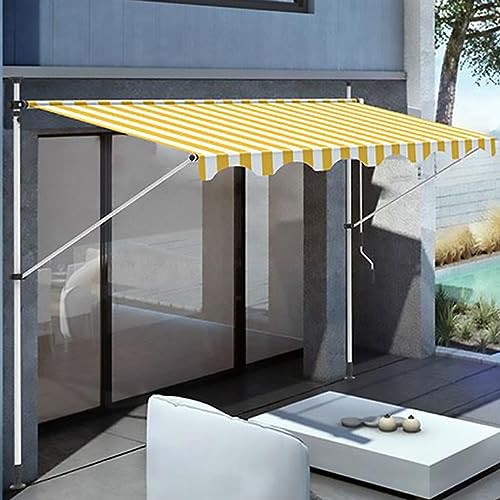 HIAPES Markise Balkon, Klemmmarkise, Retractable Manual Awning, Markise 3/4m Breit ohne Bohren Wasserdicht, für Terrasse (Weiß Stehen) 4m WeißerStänder-11 von HIAPES