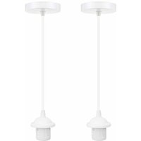 2 Stück weiße E27 Lampenfassung Pendelleuchten Zubehör mit 100CM Kabel Lampensockel Hängehalterung für Deckenleuchte Hiasdfls von HIASDFLS