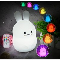 Baby-Nachtlicht, LED-Kaninchenlampe, Kinder-Nachtlicht mit Fernbedienung, Silikon-Nachtlicht, dimmbare Touch-Nachttischlampe, 9 Farben variabel, von HIASDFLS