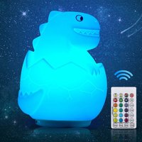 Kinder-Nachtlicht, LED-Dinosaurier-Nachtlicht, Silikon-Dinosaurier-Lampe, Netzstecker mit 16 Farben, wiederaufladbares Fernlicht für von HIASDFLS