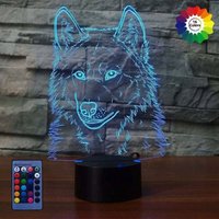 Kreative 3D-Wolf-Nachtlampe Art-Deco-Lampe beleuchtet LED-Dekorationslampen Fernbedienung 7/16 Farben ändern Nachtlicht USB-betriebenes von HIASDFLS