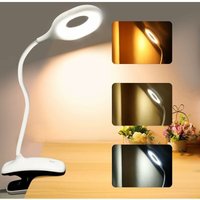 Hiasdfls - LED-Clip-Schreibtischlampe - 28 LED-Leselicht mit 3 Lichtmodi, stufenloses Dimmen, 360° flexibler Schwanenhals, wiederaufladbare usb- und von HIASDFLS