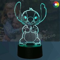 Lilo Stitch Lampe, 3D-Cartoon-Nachtlicht, Prinzessin, Schlafzimmer, Nachttischlampe, USB-Fernbedienung, mehrfarbig, Illusion, Schreibtischlampe, von HIASDFLS