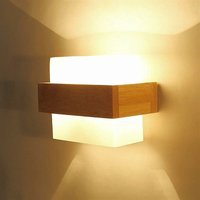 Hiasdfls - Massivholz-Wandleuchte, quadratisch, einfache kleine Holzblöcke, Schlafzimmer, Nachttischlampe, montierte Leuchten von HIASDFLS