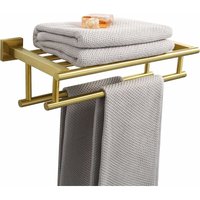 Wandmontierter Handtuchhalter Doppelter Handtuchhalter mit 2 Stangen Badezimmerregal, 60 cm, gold Hiasdfls von HIASDFLS