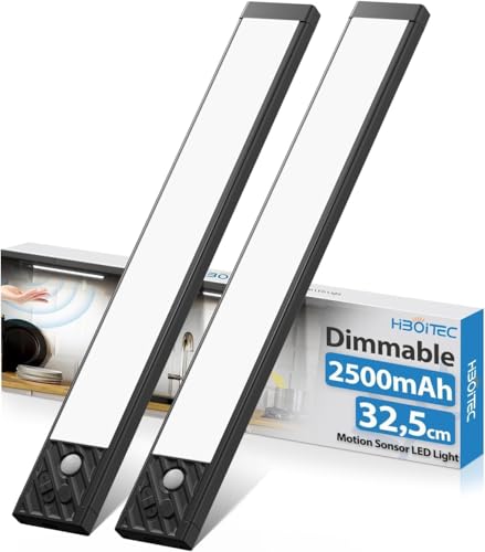 HIBOITEC Schrankbeleuchtung LED mit Bewegungsmelder 32,5cm 2500mAh, Dimmbar Unterbauleuchte Küche, USB Wiederaufladbar Schrankbeleuchtung Batterie für Kleiderschrank, Treppe, Weißes Licht, 70LED HIBOITEC Schrankbeleuchtung LED mit Bewegungsmelder 32,5cm 2500mAh, Dimmbar Unterbauleuchte Küche, USB Wiederaufladbar Schrankbeleuchtung Batterie für Kleiderschrank, Treppe, Weißes Licht, 70LED von HIBOITEC