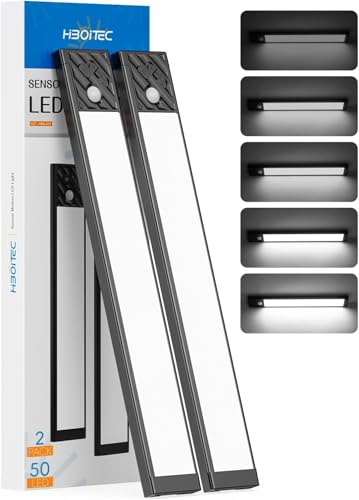 HIBOITEC Schrankbeleuchtung Led Lampe mit Bewegungsmelder, Dimmbar Unterbauleuchte Küche Led Akku-25,5cm Aufladbar Schranklicht, Lichtleiste küche für Kleiderschrank, Schrank, Weißes Licht von HIBOITEC