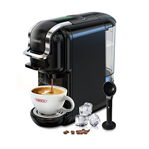 HIBREW H2B Kapselkaffeemaschine, 5 in 1 Multi-Kapsel-Kaffeemaschine, DG/Nes/K-cu*/ES*-Pads/Kaffeepulver kompatibel, Automatische Abschaltung, Perfekter Espresso, Schwarz von HIBREW