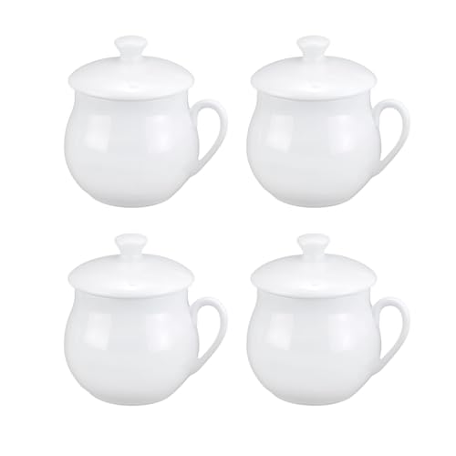 HIC Harold Import Co. NT335/4 Pots de Creme Cup with Lid Custard Cups, Porzellan, Weiß von HIC