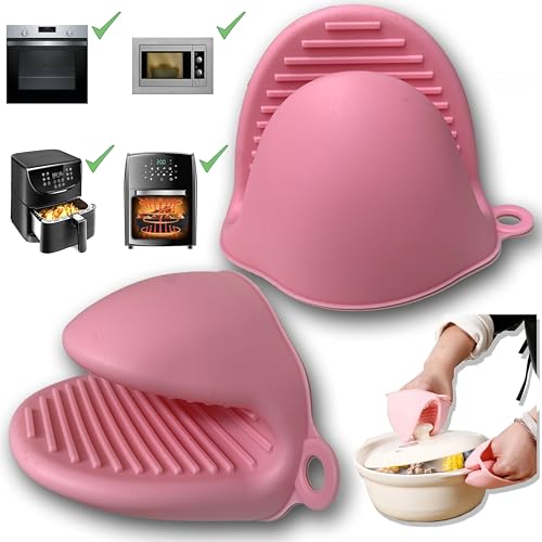 Grillhandschuhe, 1 Paar Ofenhandschuhe aus Silikon, professionelle Mini-Backhandschuhe, hitzebeständige Silikonhandschuhe für Mikrowelle und Airfryer, keine Verbrennungen beim Backen und Grillen von HICAREL