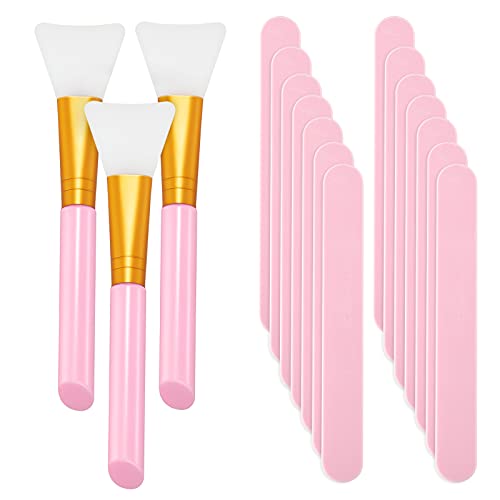 15 Stücke Wiederverwendbar Rührstäbchen Sets Enthalten 12 Stücke Harz Rühren Makeup Stick und 3 Stücke Silikon Epoxid Bürste zum Mischen Harz Epoxid Flüssigkeit Gesichtsabdeckung (Rosa) von HICARER