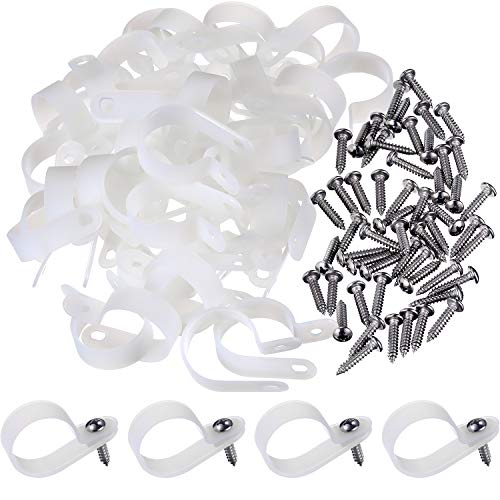 50 Packung R Typ Cable Clip Drahtklemme, Nylon Schraube Befestigungsschnur Fastener Clips mit 50 Packung Schrauben für Draht Management (1 Zoll) von HICARER