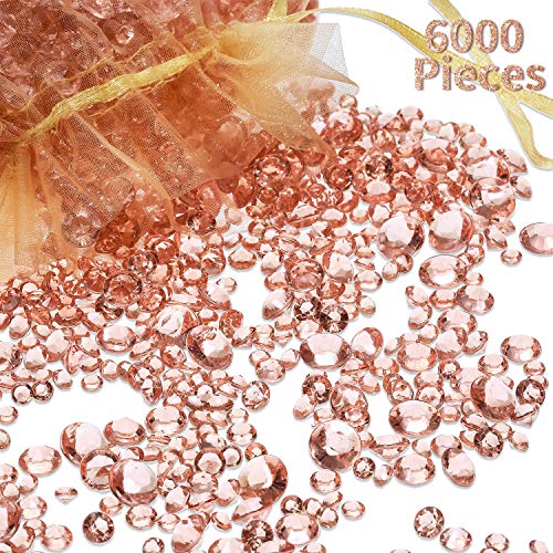 6000 Stücke Rose Gold Acryl Diamanten Klare Tabelle Scatter Kristalle für Vase Füllstoff Weihnachten Hochzeit Geburtstag Party Tischdekoration (Rosa Gold) von HICARER