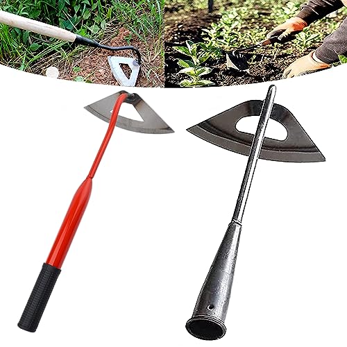 Gartenhacke mit Stiel,Handheld Ganzstahl Gehärtete Hohlhacke,Garden Helper Unkrauthacke zum Gemüseanbau,Unkrautjäten und Bodenlockerung Silber+ Rot von HICAS