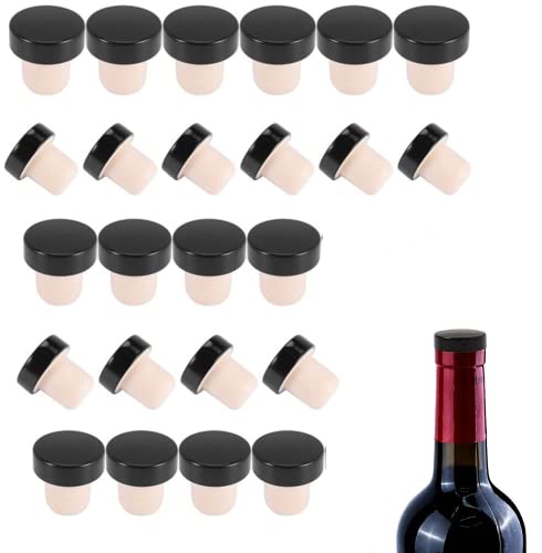 HICCYRODLY 24Pcs T-FöRmiger Stopper Wiederverwendbarer Weinkork Flaschenverschluss Verschlussstopfen Flaschenverschluss für Bierflaschen (Schwarz) von HICCYRODLY