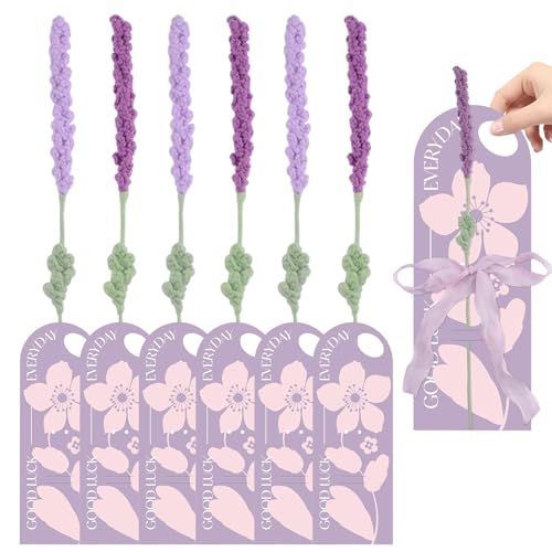 HICOHAND Häkelblumen, Lavendel, 6 Stück, lila, handgefertigt, gestrickt, künstlicher Blumenstrauß für Jubiläen, Feiern, Hochzeit, Dekoration, Geburtstag, Mutter, Freunde, Geschenk von HICOHAND