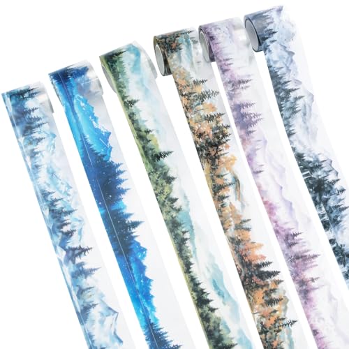 HICOHAND Mountain PET Tapes Set, 6 Rollen Landschaft PET Washi Scrapbooking Tape Set Landschaft Szenen Aufkleber für Junk Journaling Kunst Handwerk Scrapbooking DIY Supplies von HICOHAND