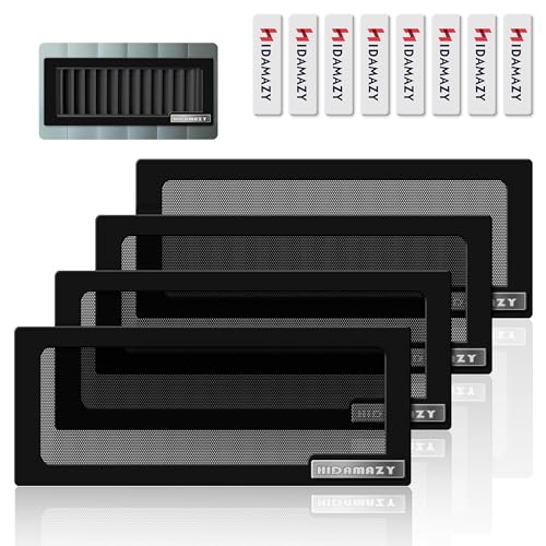 HIDAMAZY Lüftungsgitter Abdeckung, 25.4x10.2cm Magnetisches Rechteckig Bodenregister, Heizung und Kühlergitter Lüftungsabdeckung Für Boden, Zuhause, Decke, Lüftungsschlitz(Schwarz, 4 Stü) von HIDAMAZY