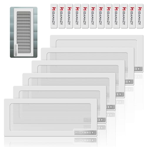 HIDAMAZY Magnetische Boden-Lüftungsabdeckungen, 25.4x10.2cm Rechteckig Bodenregister Lüftungsgitter Lüftungsabdeckung für Boden, Zuhause, Decke, Lüftungsschlitz Abdeckung Netzfalle (Weiß, 6 Stü) von HIDAMAZY