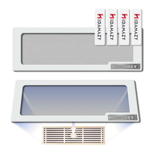 HIDAMAZY Magnetische Boden-Lüftungsabdeckungen, 30.5x10.2cm Rechteckig Bodenregister Lüftungsgitter Lüftungsabdeckung für Boden, Zuhause, Decke, Lüftungsschlitz Netzfalle Abdeckung (Weiß, 2 Stü) von HIDAMAZY