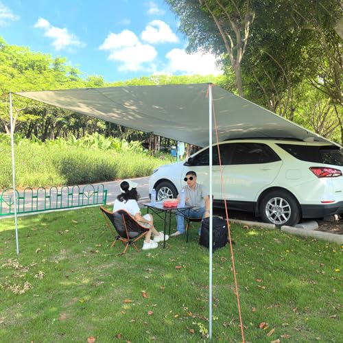 3x3m zeltplane Wasserdicht mit Zeltstangen PU 2000mm UV 50+ Tarp Ultraleicht Sonnensegel Multifunktionales Camping Tarp für Outdoor Garten Hängematte von HIDEWALKER