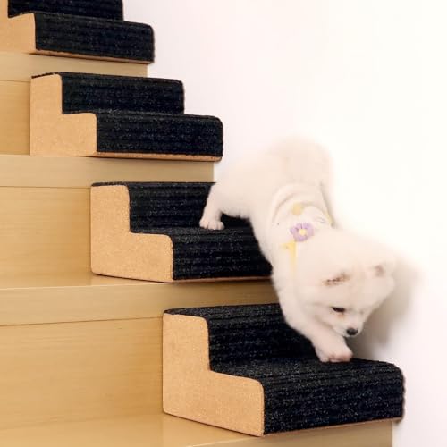 HIDODO Modulare Hundetreppe für kleine Hunde, 2-stufige Treppe mit robustem rutschfestem und schwarzem Korkmaterial, geeignet für den Innen- und Außenbereich von HIDODO
