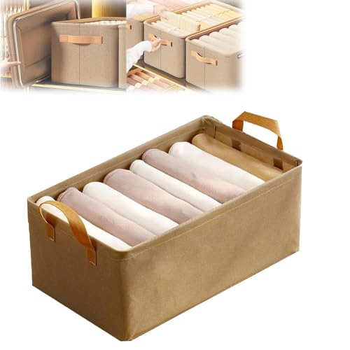 Cation Multi-Functional Folding Wardrobe, Closet Clothes Organizer with Handle, Closet Shelf Fabric Storage Box Steel Frame, Stackable Shelf Storage Baskets Foldable Wardrobe Storage Box (Khaki) von HIDRUO