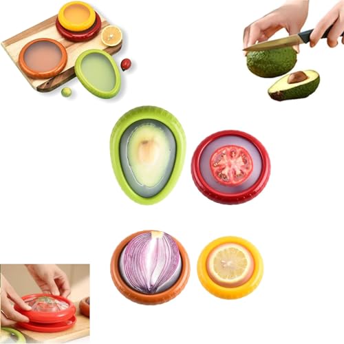 HIDRUO Silicone Fruit Storage Box, Silicone Fruit Storage Containers, Fruit And Vegetable Anti-Oxidation Storage Box, Reusable Fruit Vegetable Containers for Fridge Keep Fresh (4pcsMix) von HIDRUO
