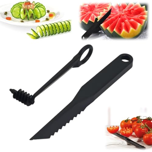 Kitchen Spiral and V-Shaped Tools, Spiral Slicer Blade Hand Slicer Cutter Potato Cucumber Vegetables Spirals Knife Kitchen Accessories Tool, Rolling Cutter for Spiral and V Shaped (A+B) von HIDRUO