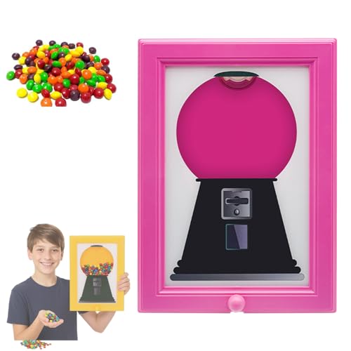 Picture Frame Candy Dispenser, Candy Dispenser, Gumball Machine in a Frame, for Candies, Nuts, Dog & Cat Treats, Hang on Wall, Stand on Table, Birthday &for All Ages (Pink) von HIDRUO