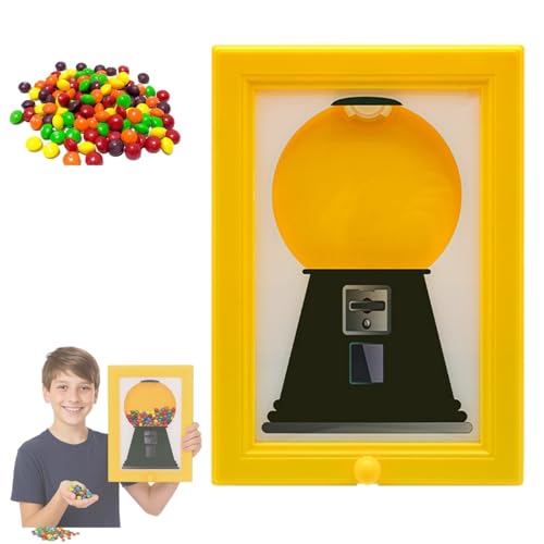 Picture Frame Candy Dispenser, Candy Dispenser, Gumball Machine in a Frame, for Candies, Nuts, Dog & Cat Treats, Hang on Wall, Stand on Table, Birthday &for All Ages (Yellow) von HIDRUO