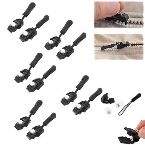Removable Universal Zipper Repaire, Instant Zipper Fix Sliding Teeth Screw Head, Universal Zipper Repair Replacement, No Sewing Required, Jackets,Luggage, Zipper Removable Rescue (10, S) von HIDRUO