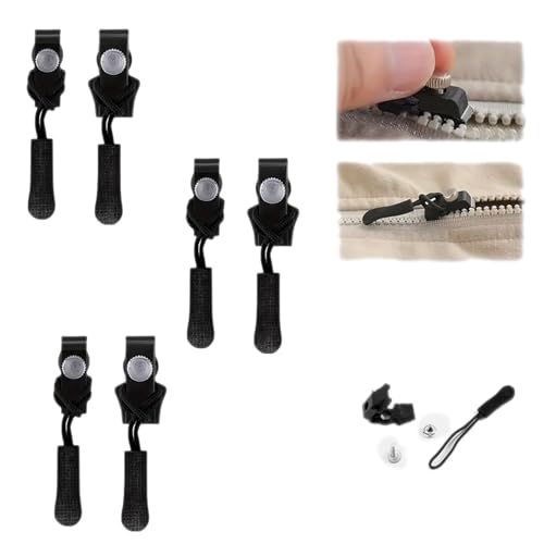 Removable Universal Zipper Repaire, Instant Zipper Fix Sliding Teeth Screw Head, Universal Zipper Repair Replacement, No Sewing Required, Jackets,Luggage, Zipper Removable Rescue (6, S+M+L) von HIDRUO
