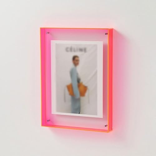 HIFFEY Acryl Transparent Poster Foto Rahmen DIY Malerei Halle Schlafzimmer Wand Tisch Ornament Kreative Einfache Bilderrahmen(Fluorescent red,21x30cm) von HIFFEY