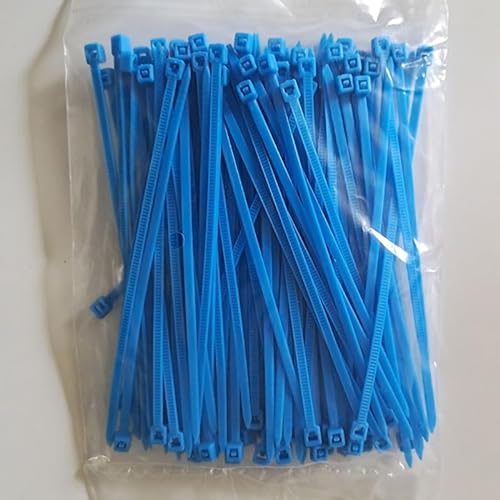 Selbstsichernder Kunststoff-Nylon-Kabelbinder, schwarz, weiß, bunt, 3 x 100, 150, 200, 4 x 150, 200, 5 x 200, Befestigungsring, industrielles Drahtkabel (Color : Blue Color, Size : 5x300mm 100PCS) von HIFFEY